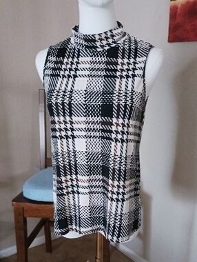 Espresso Black, Cream, And Brown Patterned Sleeveless Top